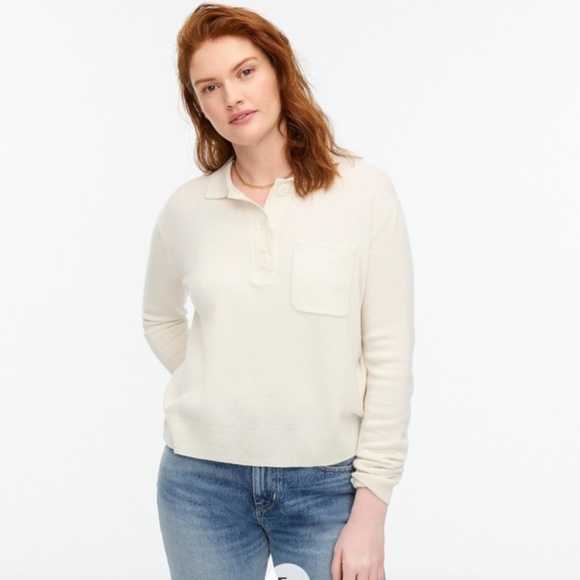 J. Crew Tops - Brand New J Crew Cashmere Collared Off White Sweater